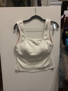 OGL Cream Square-Neck Tank with Wide Straps Size Large